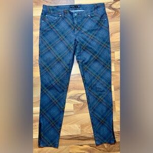 Prana Women's Jett Plaid Academia Y2K Low Rise Grey Jeans Ankle Zipper Size 10